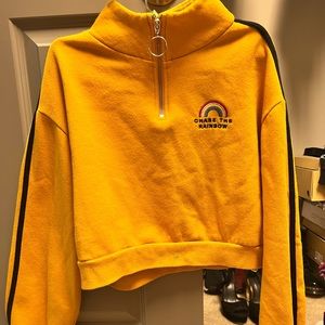 Chase the Rainbow cropped yellow sweater